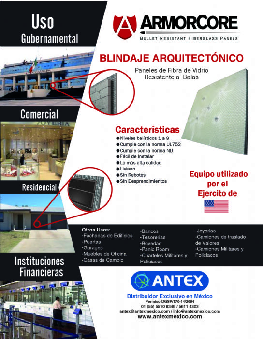 PANEL DE FIBRA DE VIDRIO BALISTICO